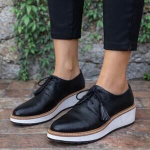 Loeffler Randall Callie tassel platform oxford loafers Leather Black Academia 11